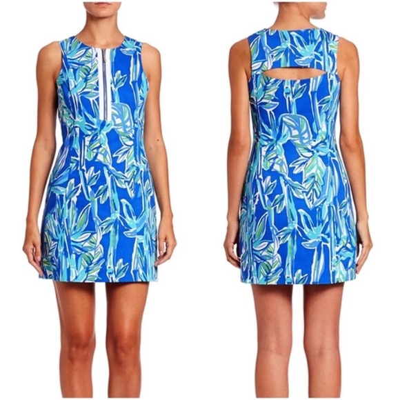 Lilly‎ Pulitzer Penelope Blue Crush Bamboom Zip Cut Out Shift Dress - Picture 1 of 16